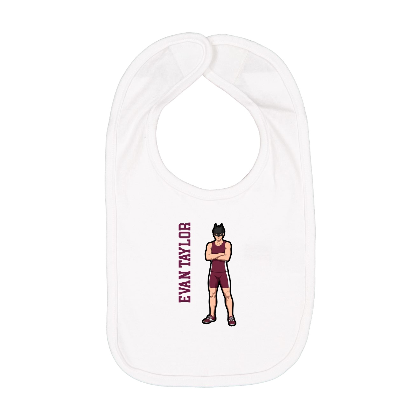 Infant Bib — Name Vertical in White