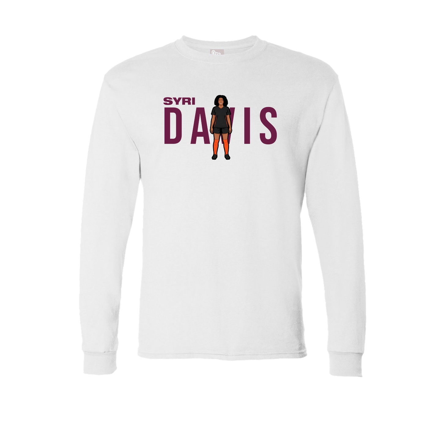 Long Sleeve Tee — Player Name in White