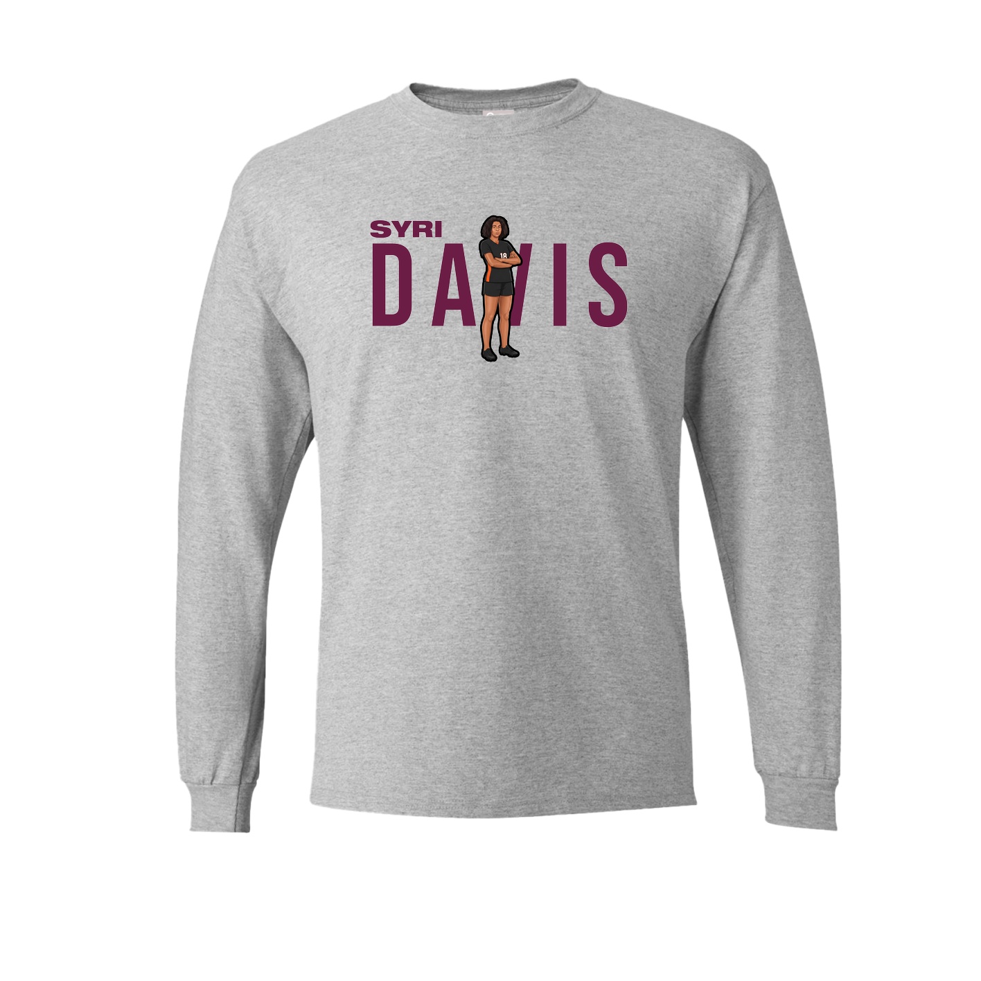 Long Sleeve Tee — Player Name in Grey