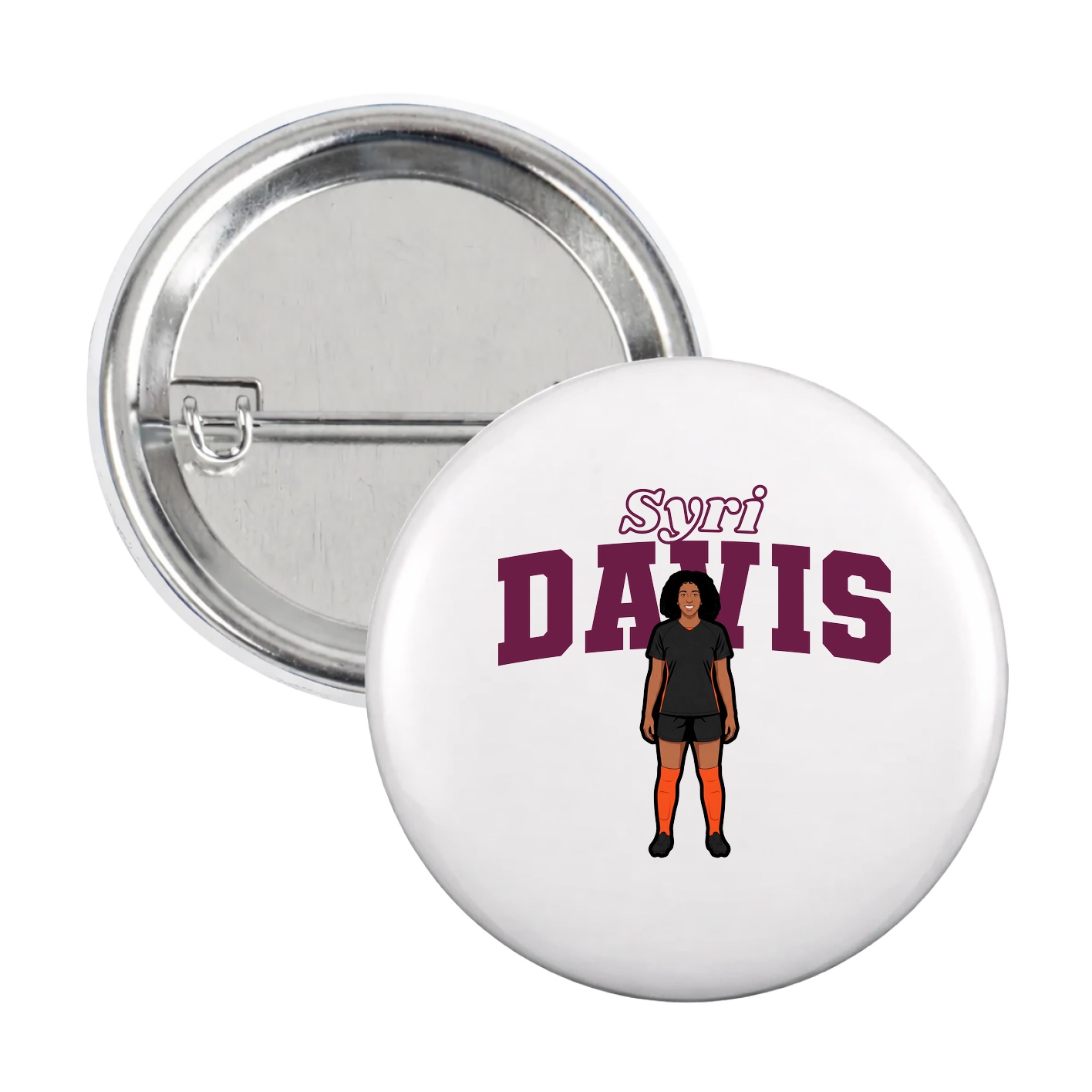 Game Day Button — Name Arch in White
