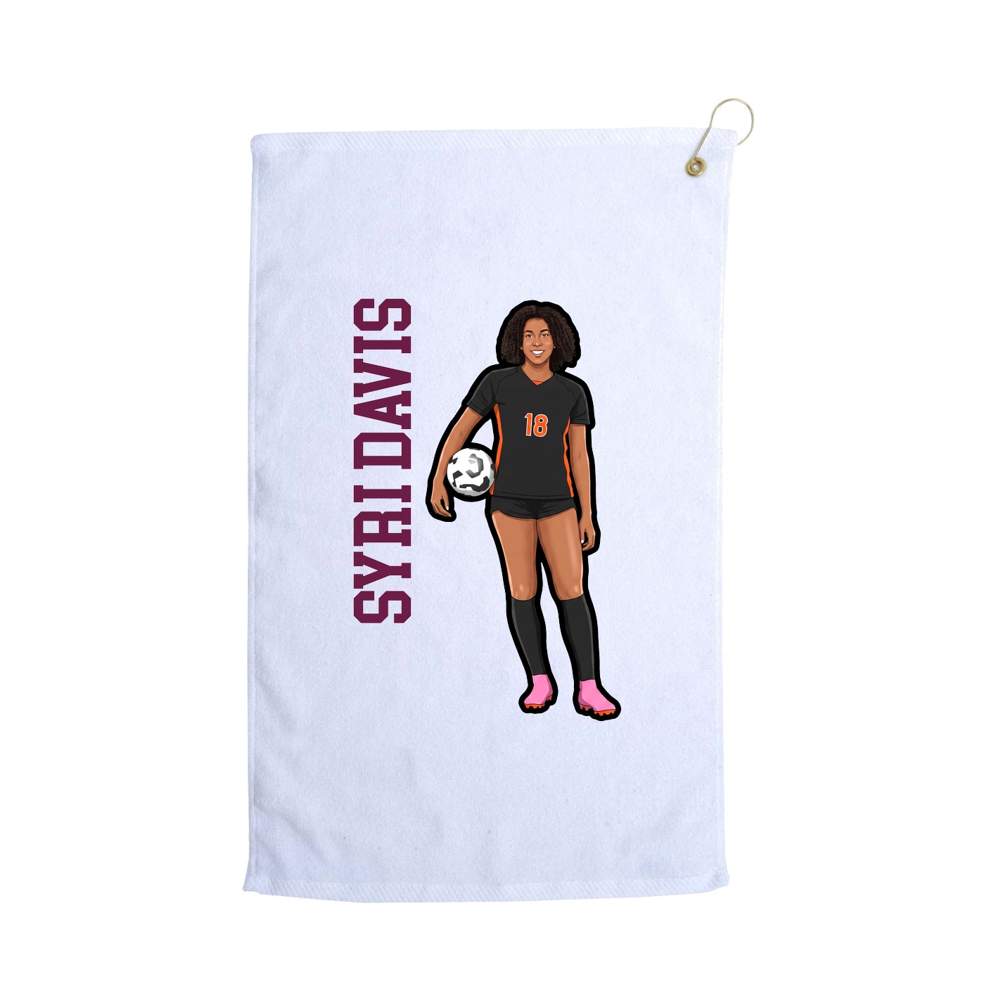 Golf Towel — Name Vertical in White