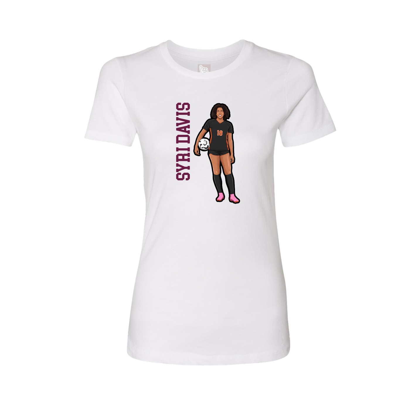 Womens Tee — Name Vertical in White