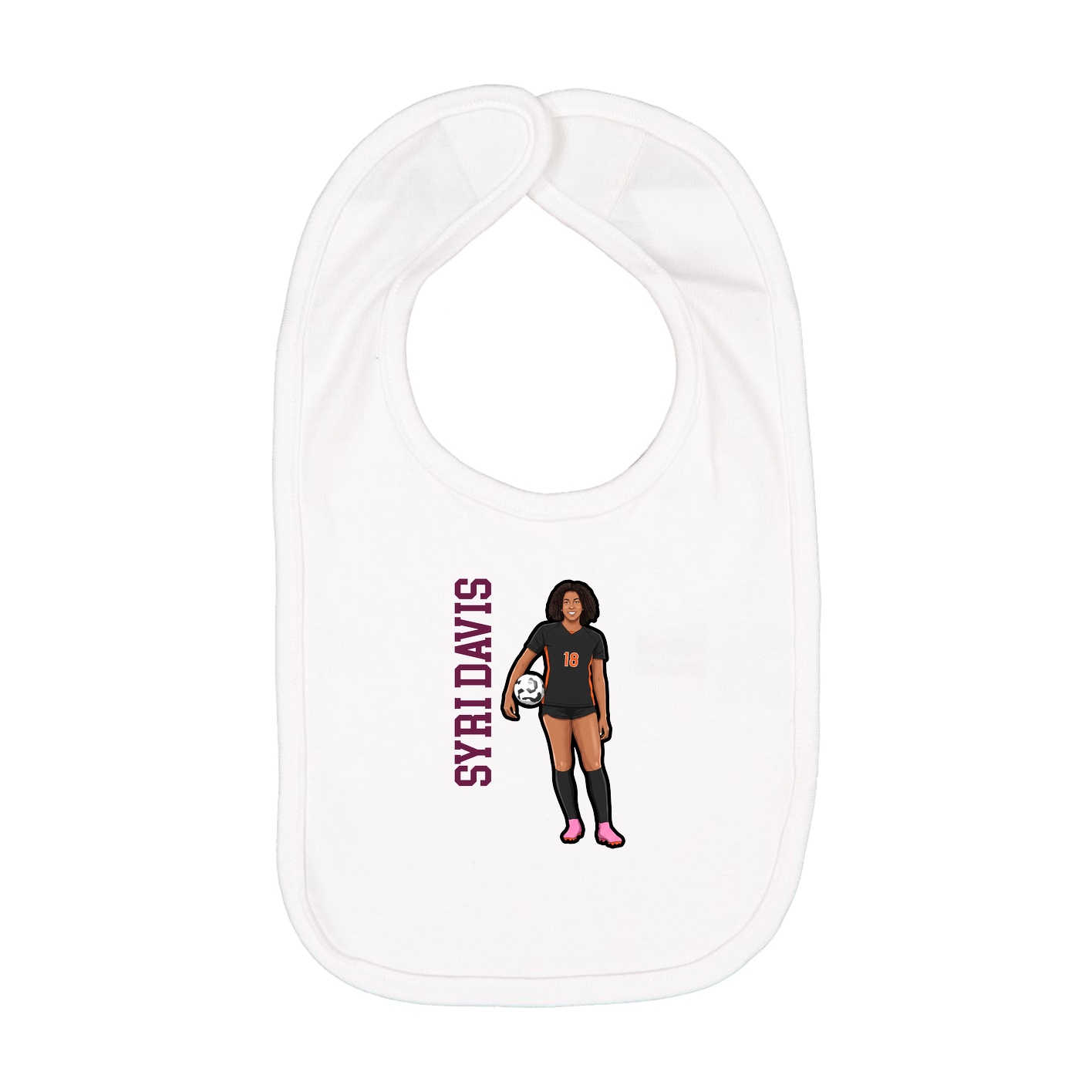 Infant Bib — Name Vertical in White