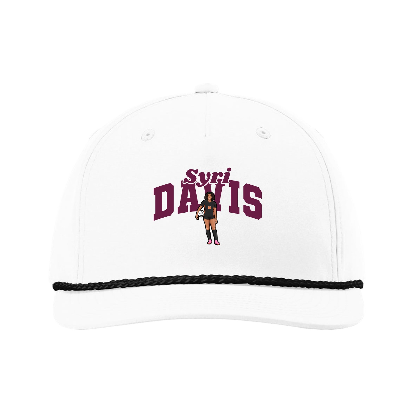 Five-Panel Classic Rope Cap — Signature Arch in White
