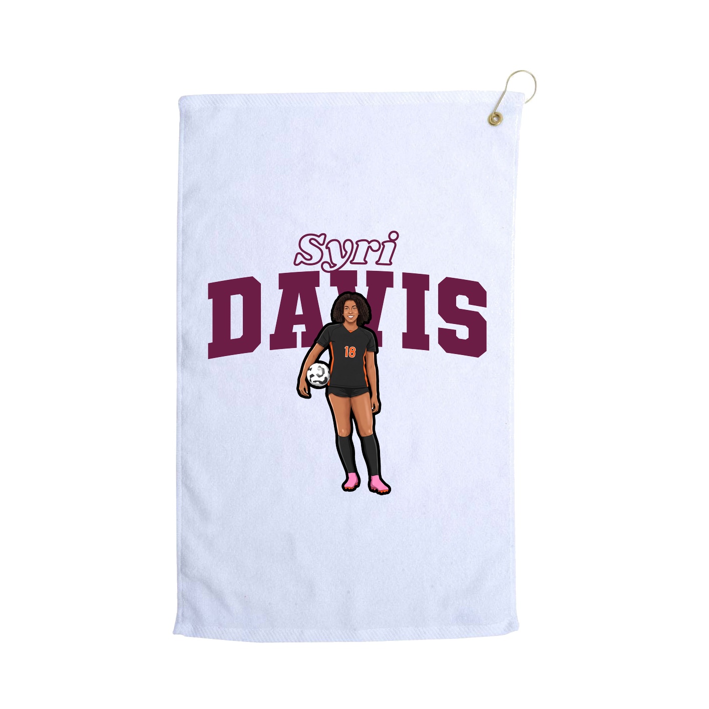 Golf Towel — Name Arch in White