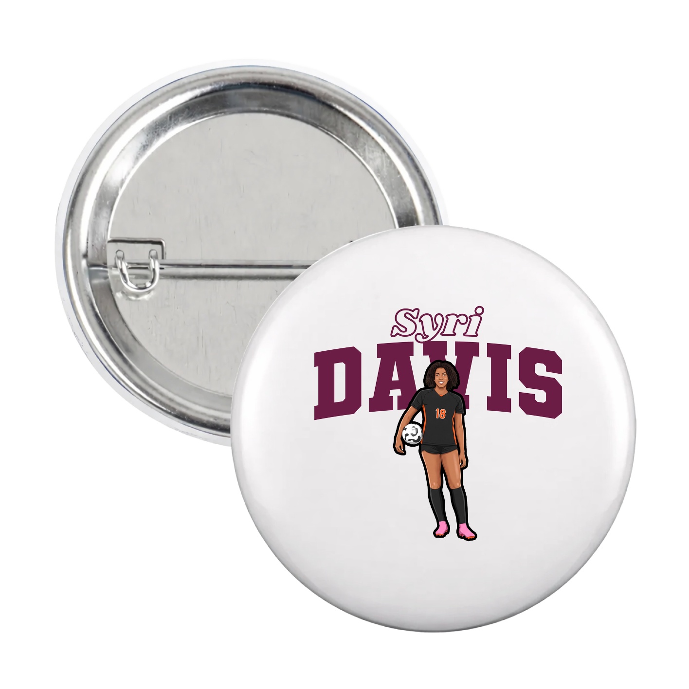 Game Day Button — Name Arch in White