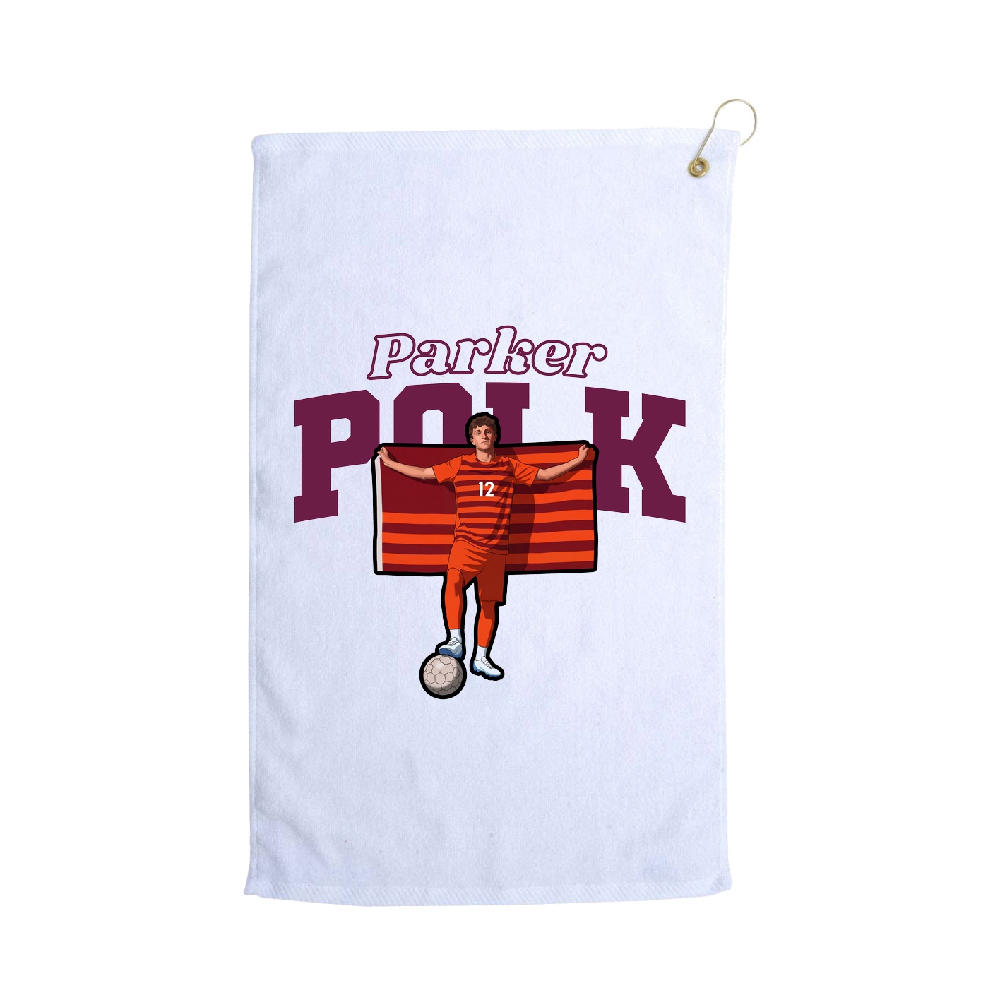 Golf Towel — Name Arch in White