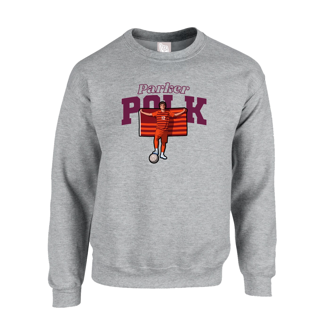 Fleece Crew — Name Arch in Grey