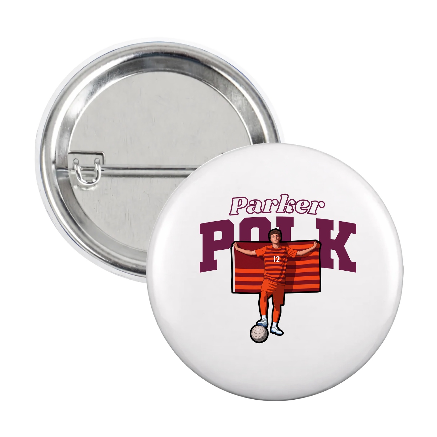 Game Day Button — Name Arch in White