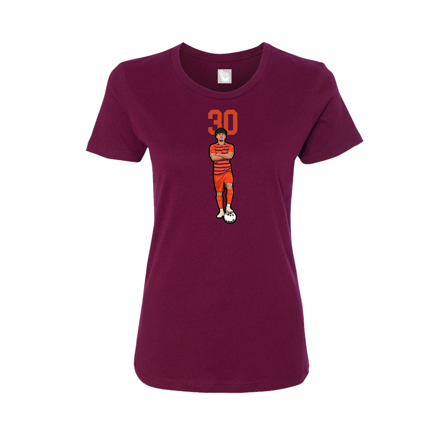 Fitted Women's Tee — Number Top in Maroon