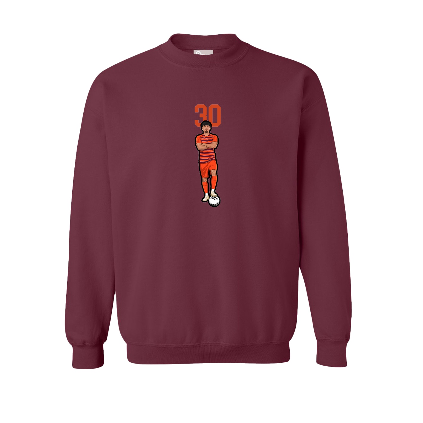 Fleece Crew — Number Top in Maroon