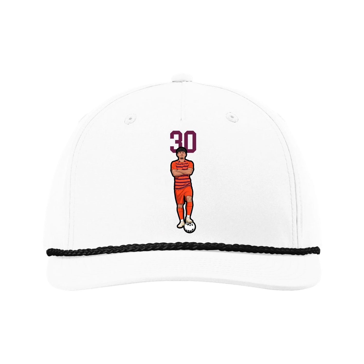 Five-Panel Classic Rope Cap — Number Top in White