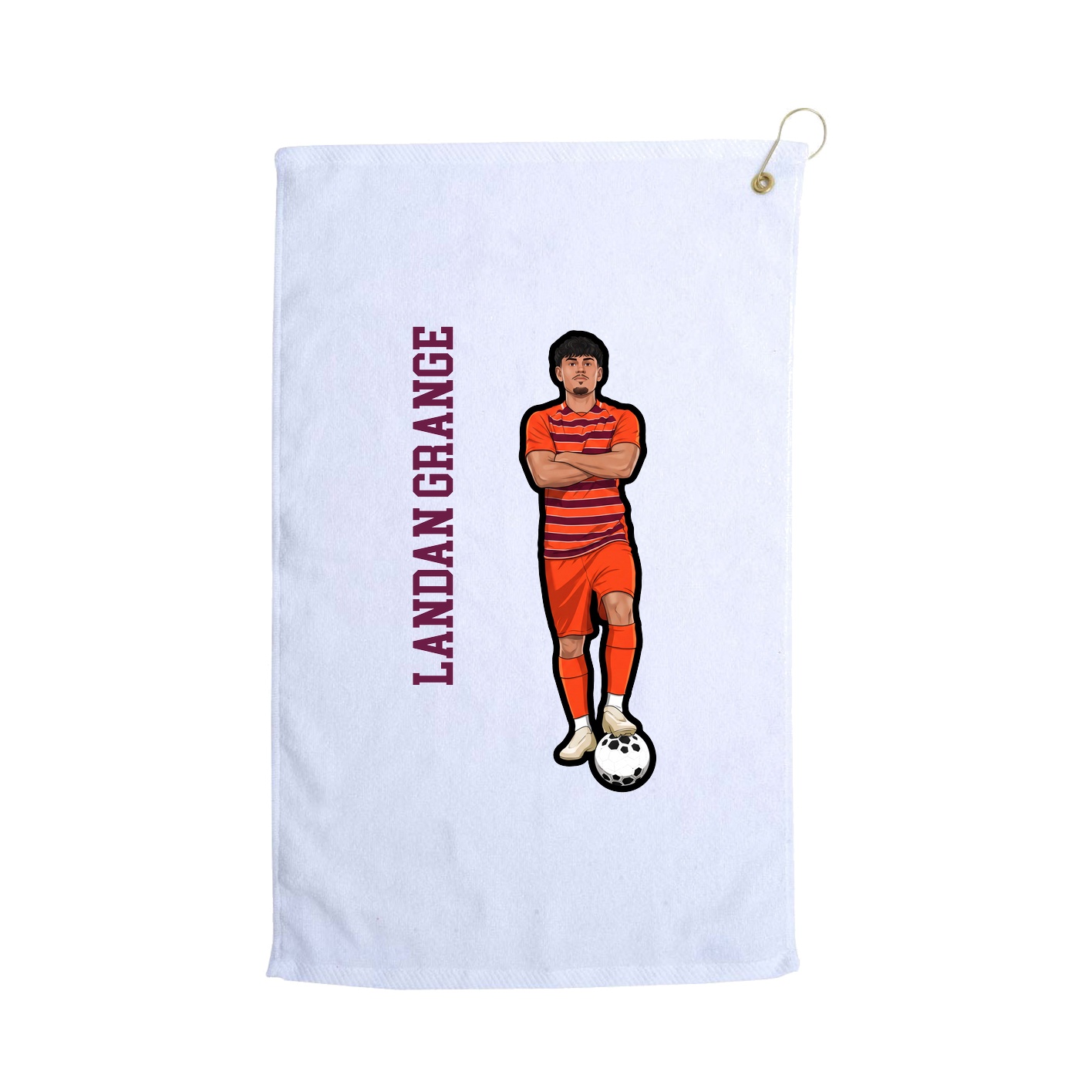 Golf Towel — Name Vertical in White