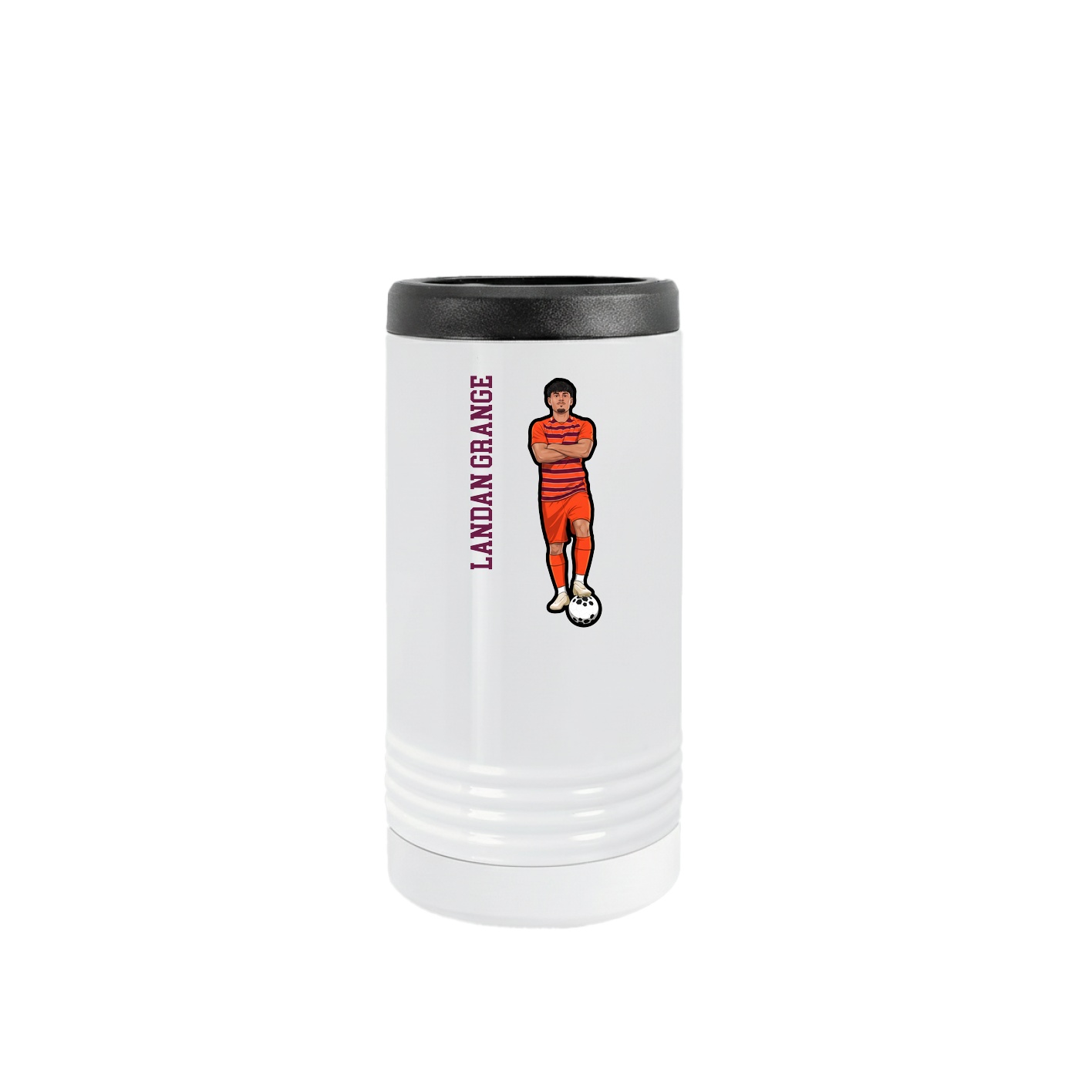 Slim Beverage Holder — Name Vertical in White