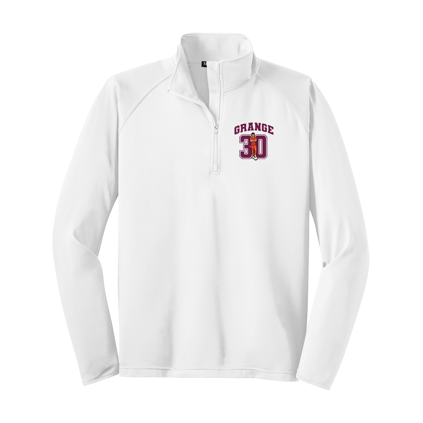 Q-Zip Pullover — Number in White