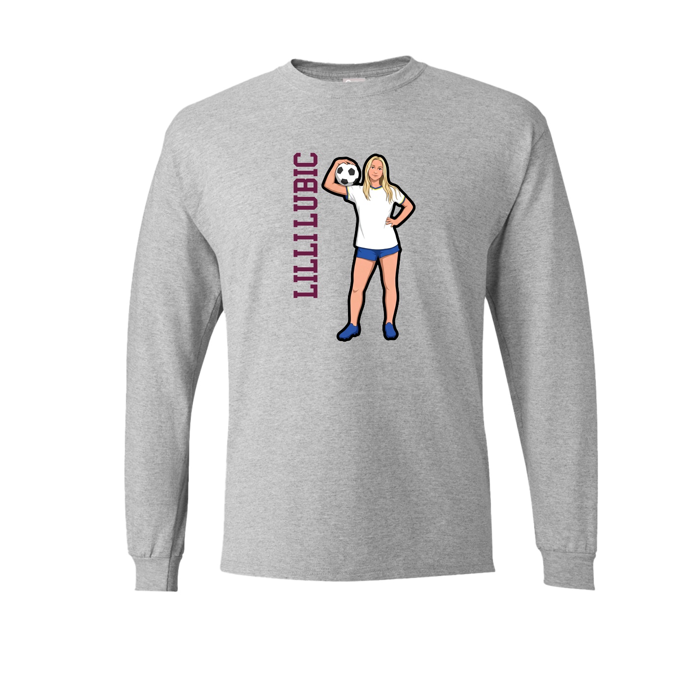 Long Sleeve Tee — Name Vertical in Grey