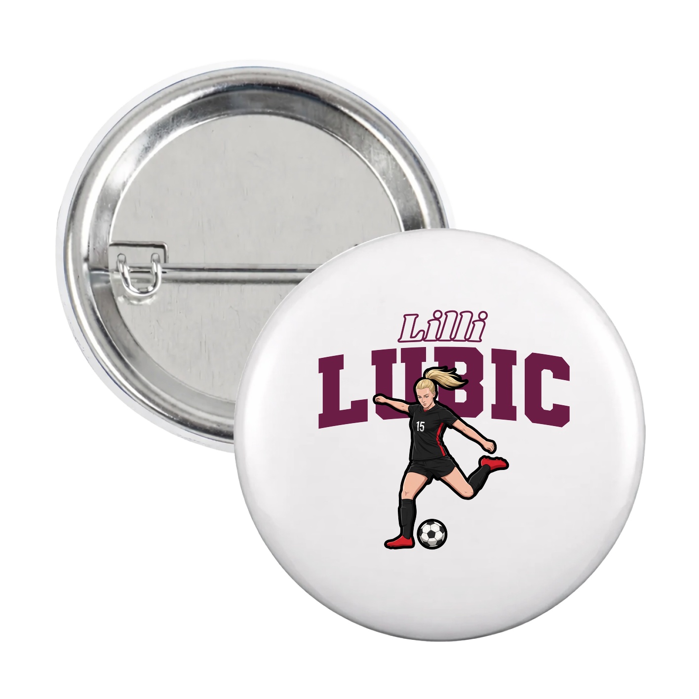 Game Day Button — Name Arch in White