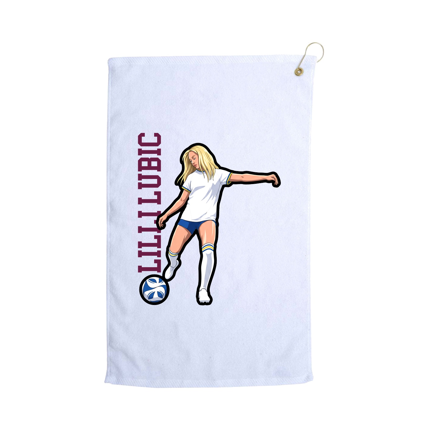 Golf Towel — Name Vertical in White