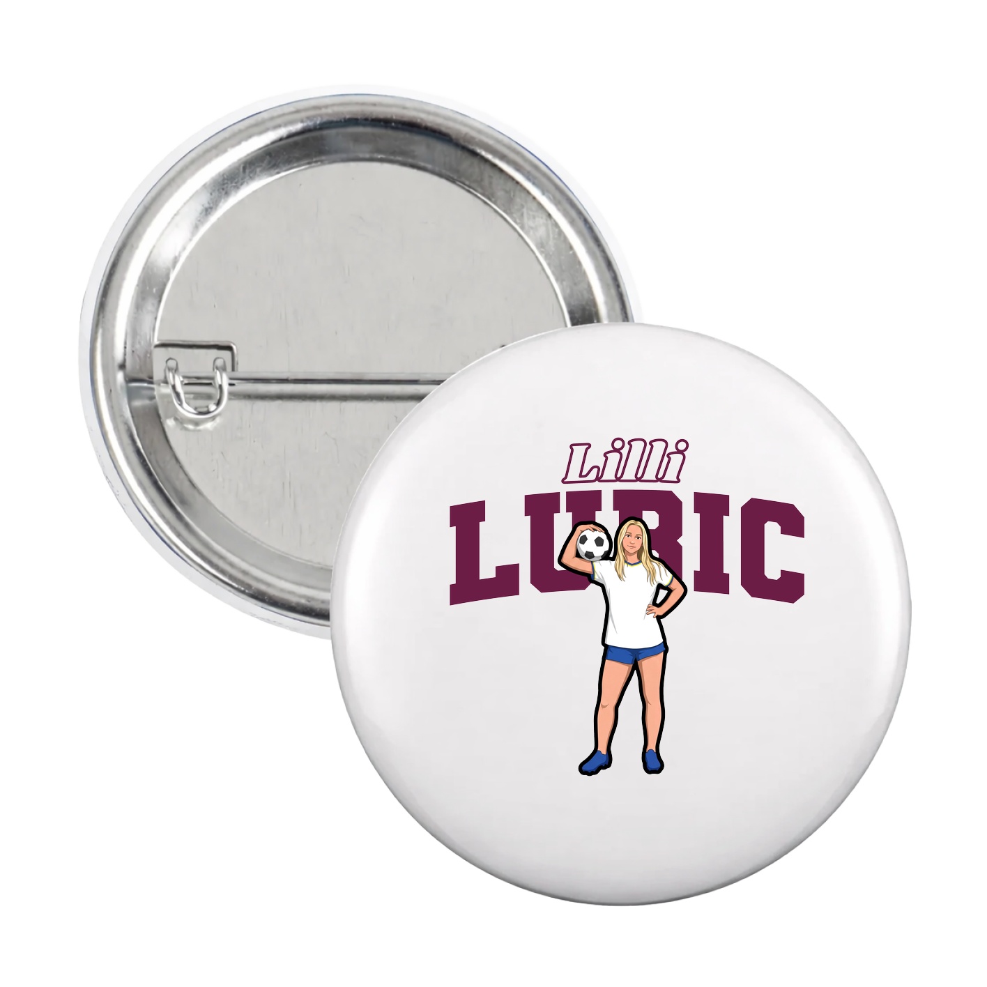 Game Day Button — Name Arch in White
