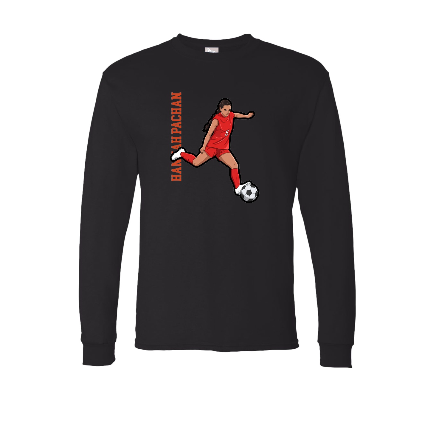 Long Sleeve Tee — Name Vertical in Black
