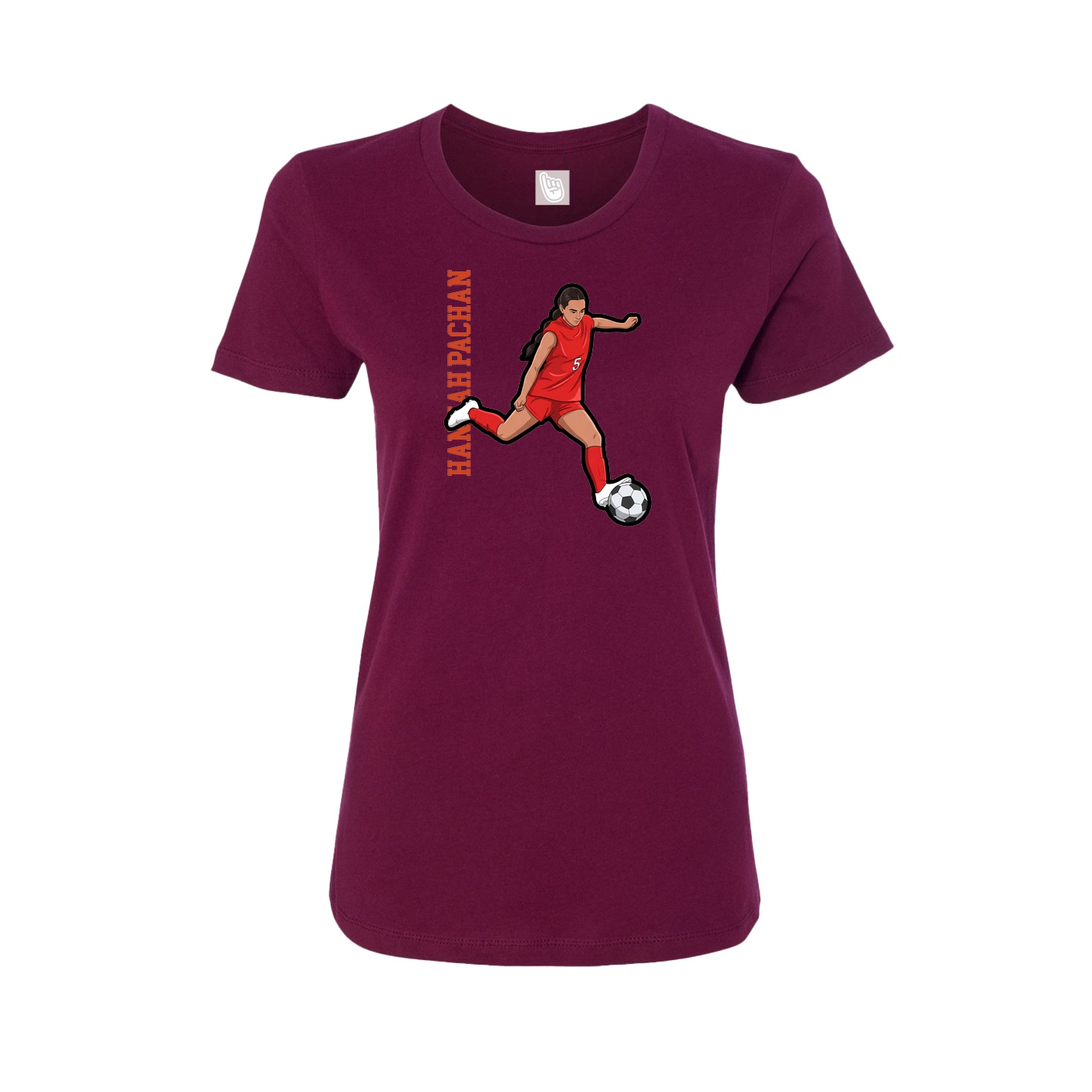 Fitted Women's Tee — Name Vertical in Maroon