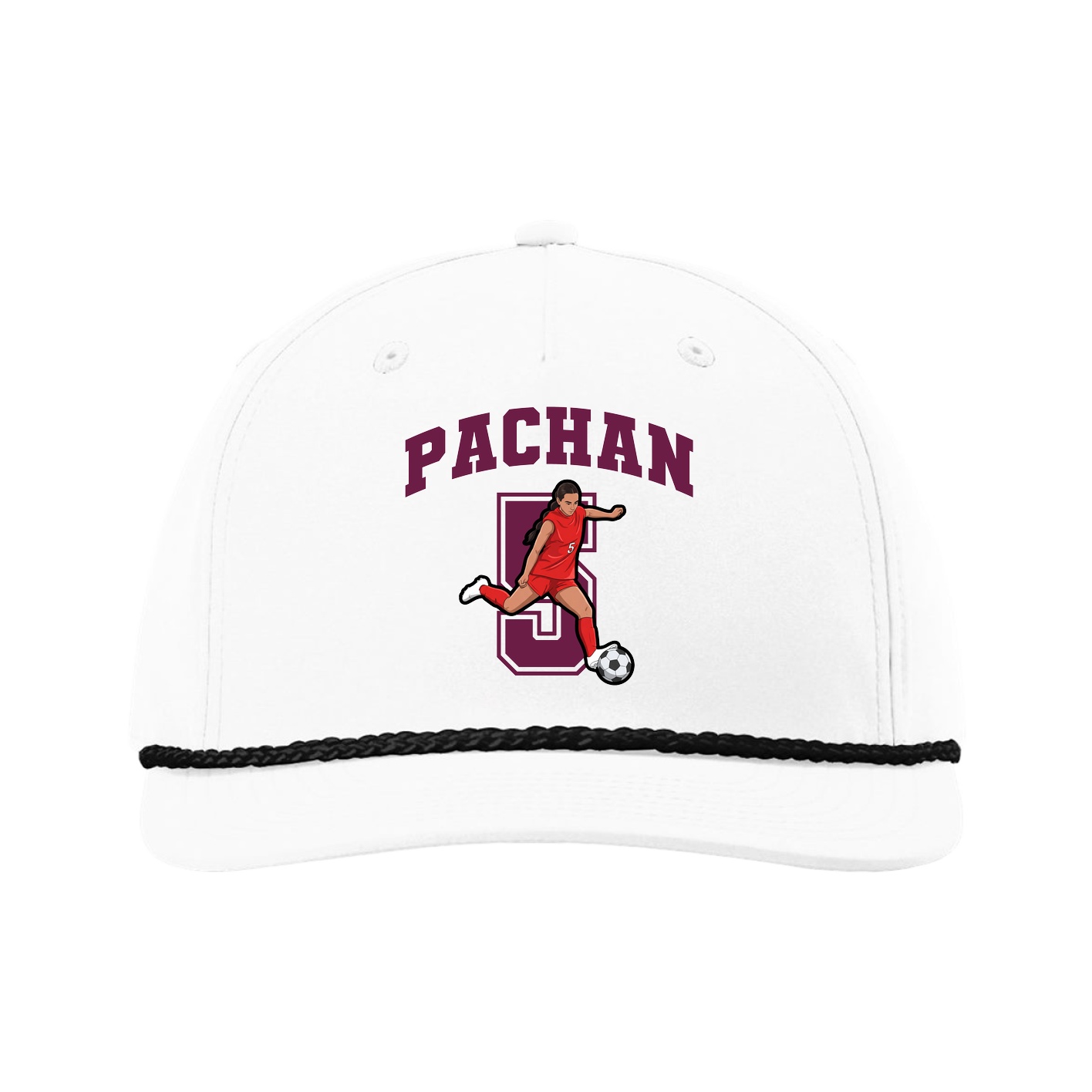 Five-Panel Classic Rope Cap — Number in White