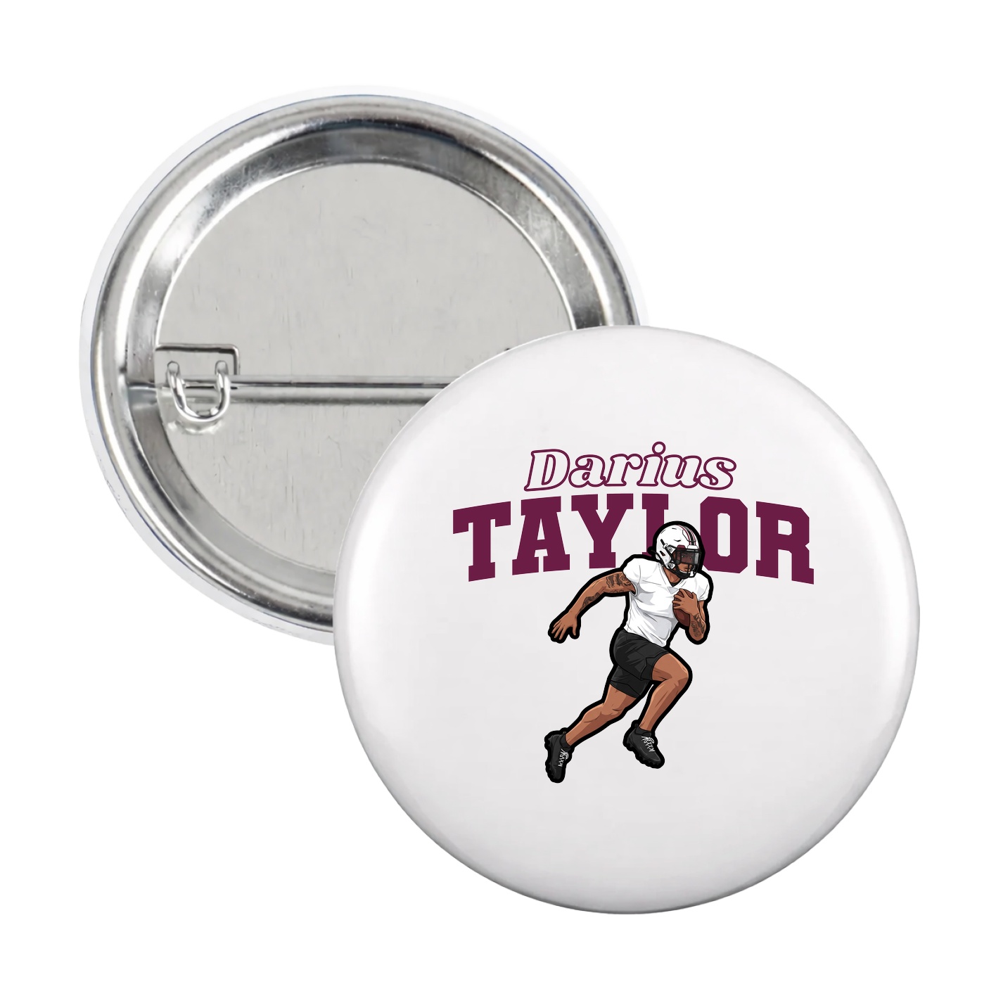 Game Day Button — Name Arch in White