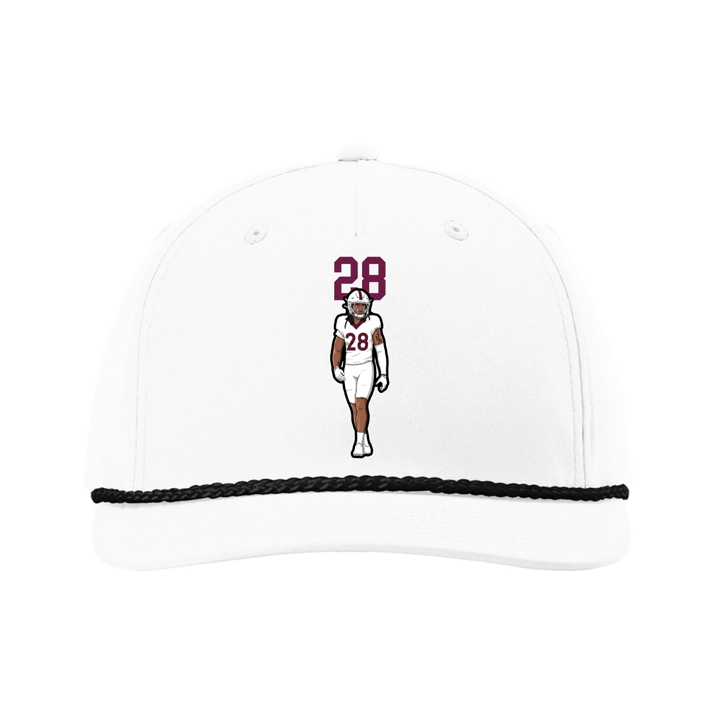 Five-Panel Classic Rope Cap — Number Top in White