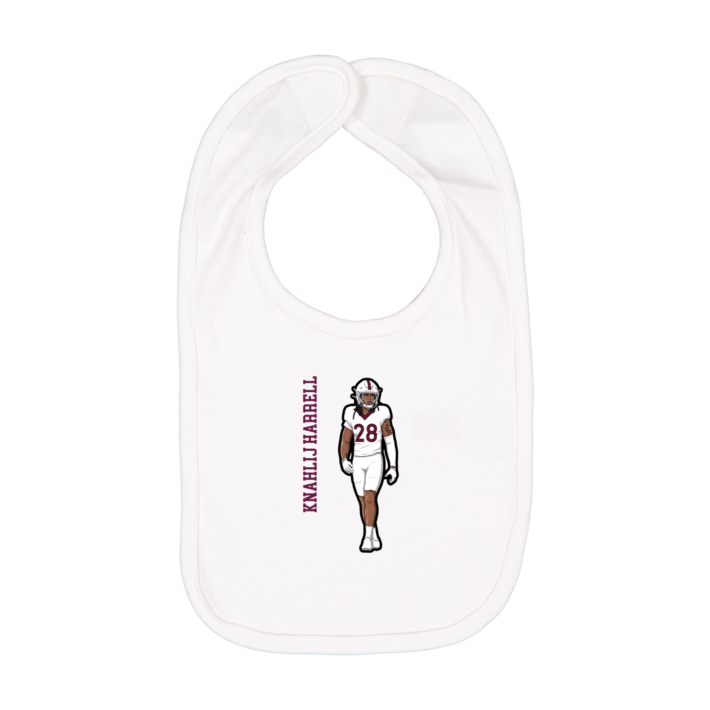 Infant Bib — Name Vertical in White