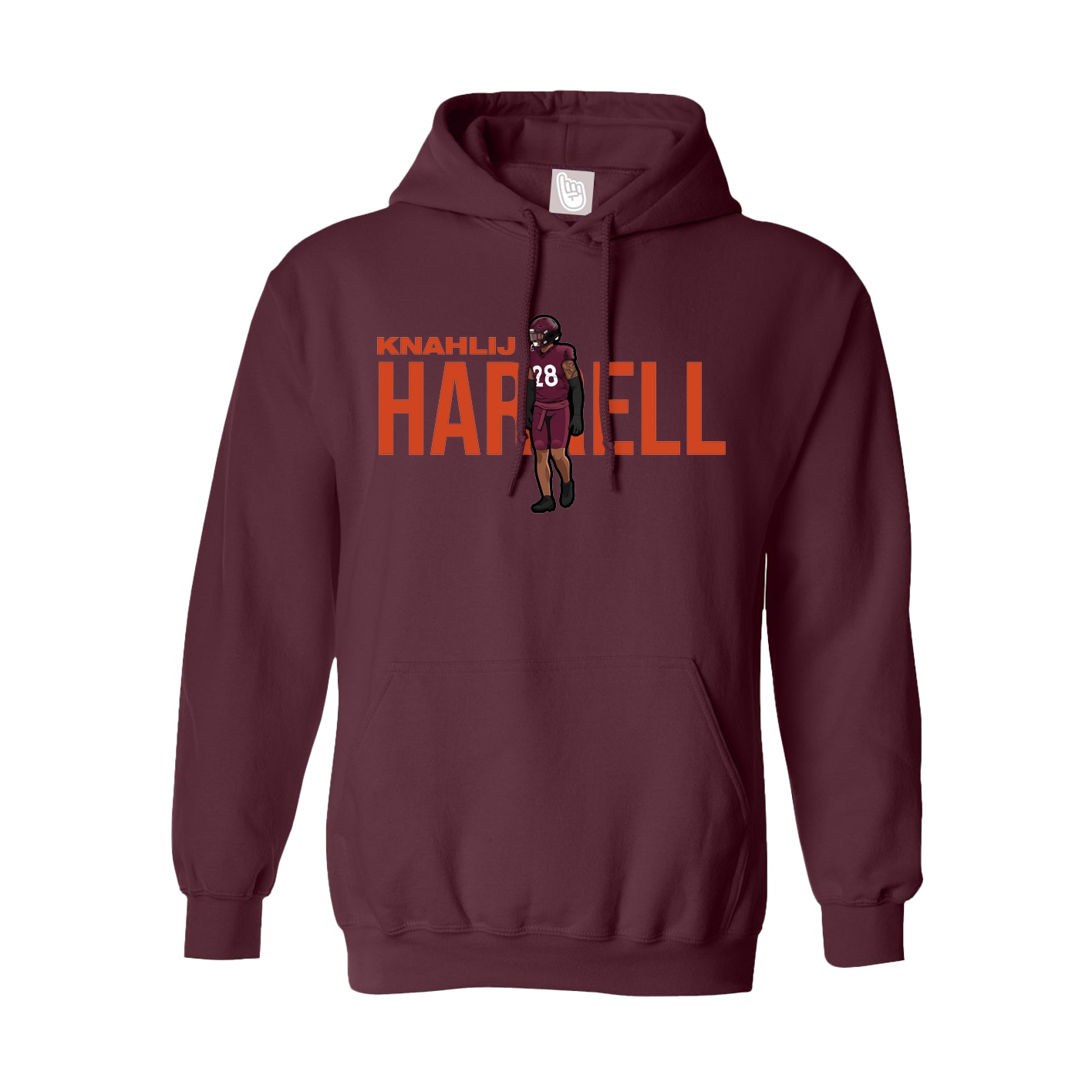 Youth Hoodie — Player Name in Maroon