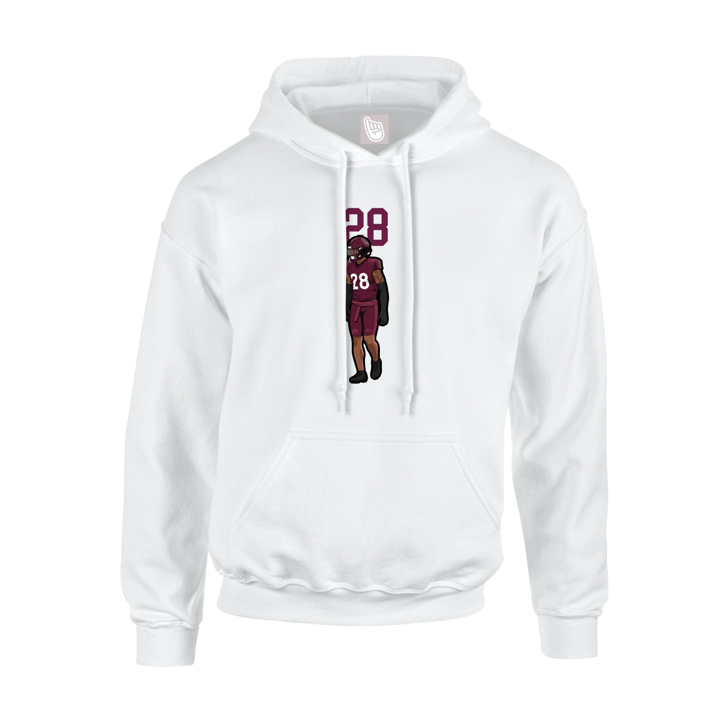 Youth Hoodie — Number Top in White