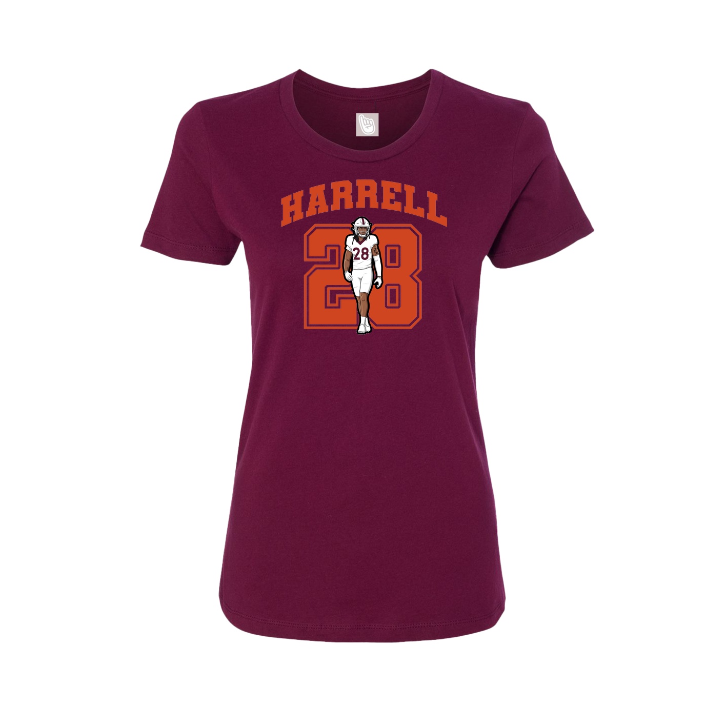 Fitted Women's Tee — Number in Maroon