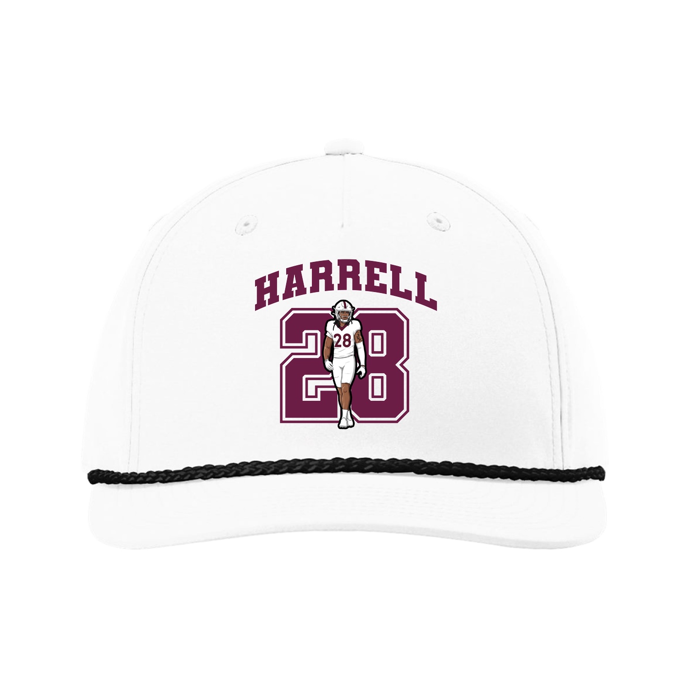 Five-Panel Classic Rope Cap — Number in White