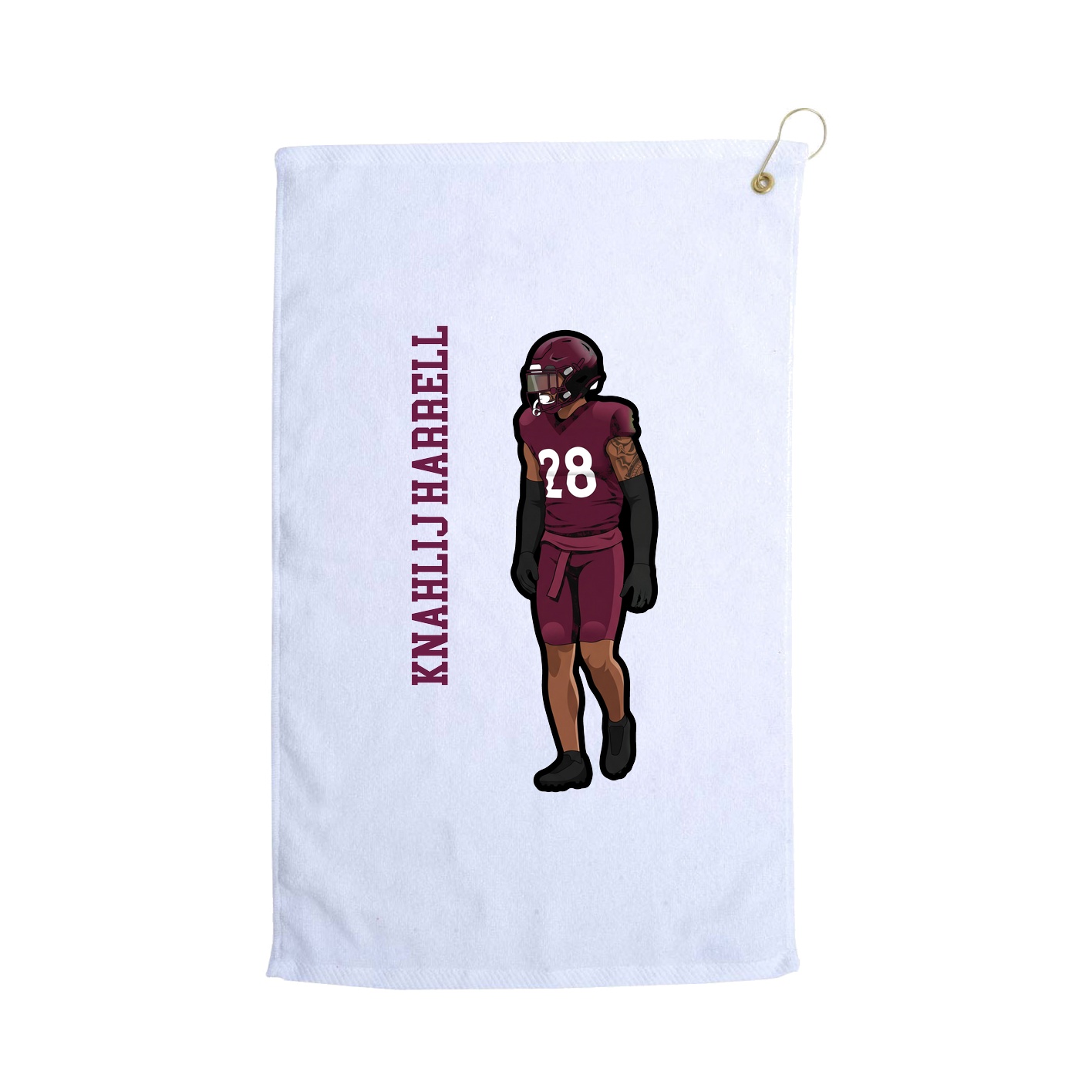 Golf Towel — Name Vertical in White