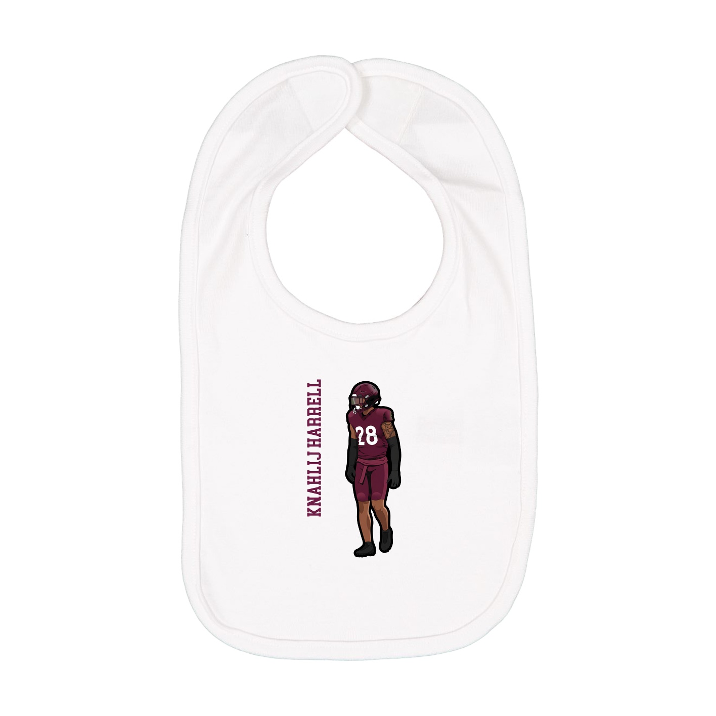 Infant Bib — Name Vertical in White