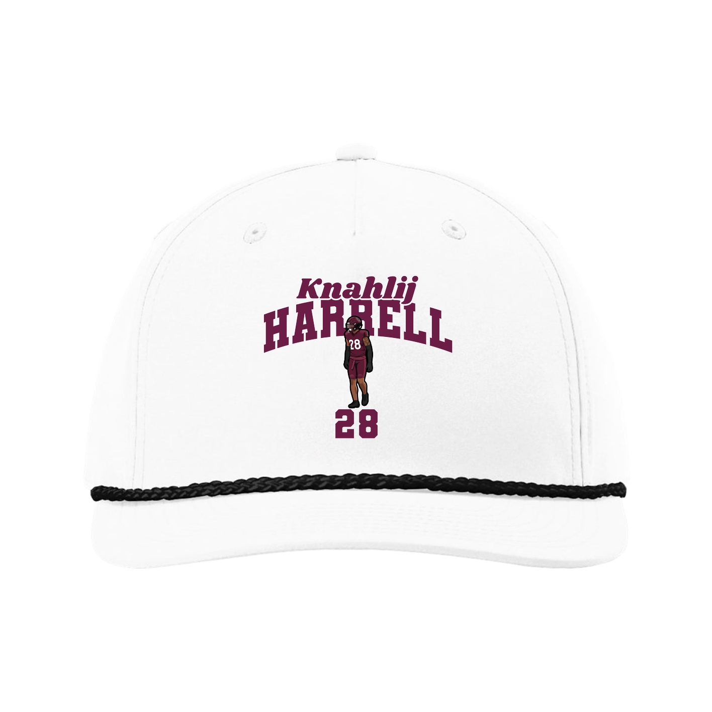 Five-Panel Classic Rope Cap — Signature Arch in White
