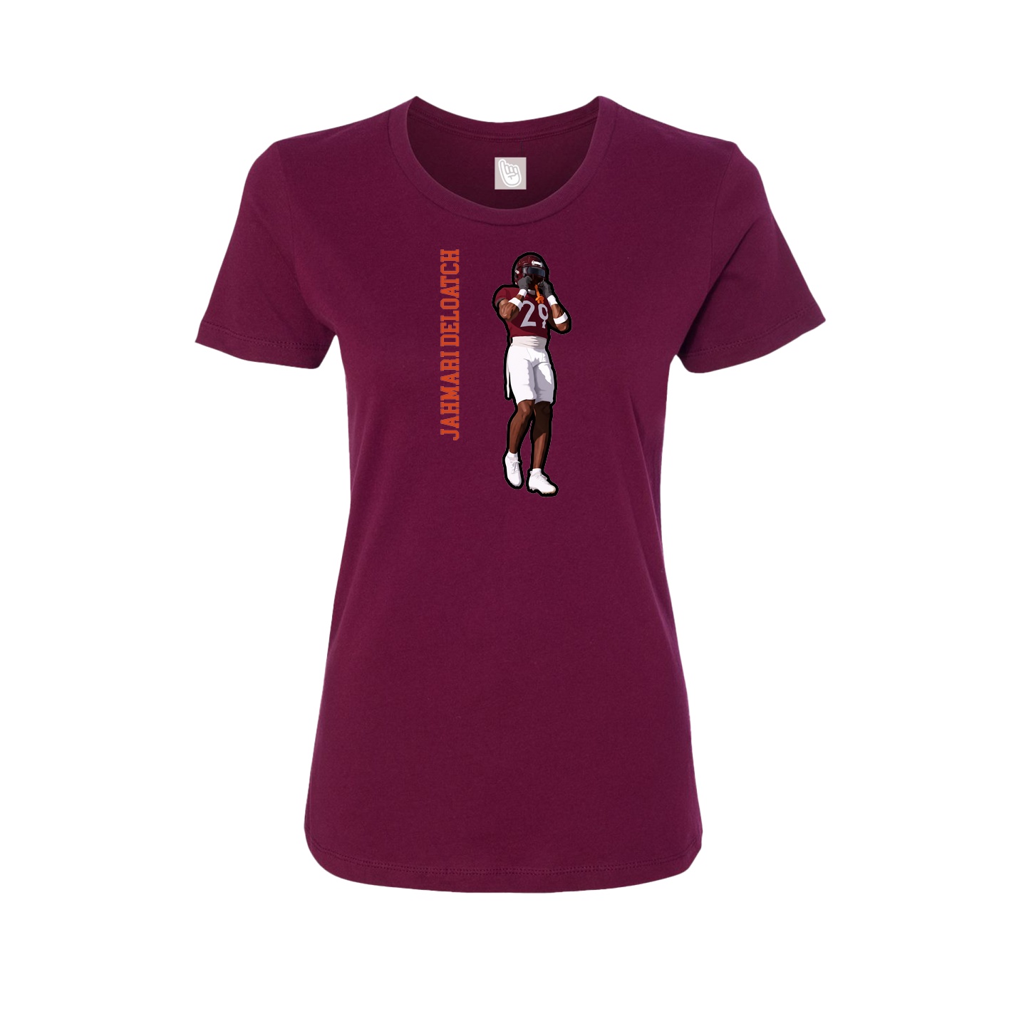Fitted Women's Tee — Name Vertical in Maroon