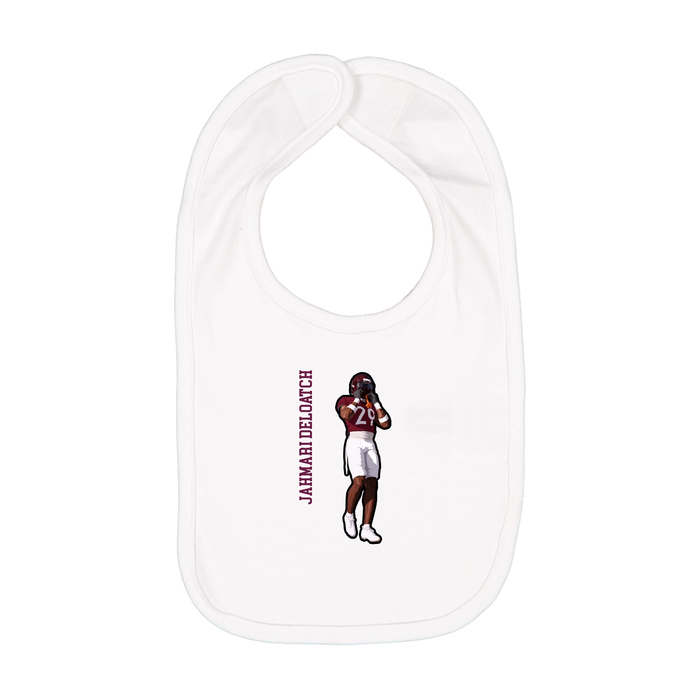Infant Bib — Name Vertical in White