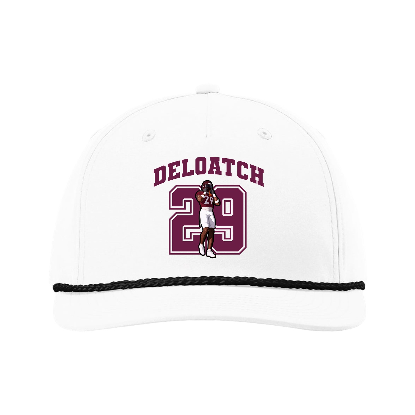 Five-Panel Classic Rope Cap — Number in White