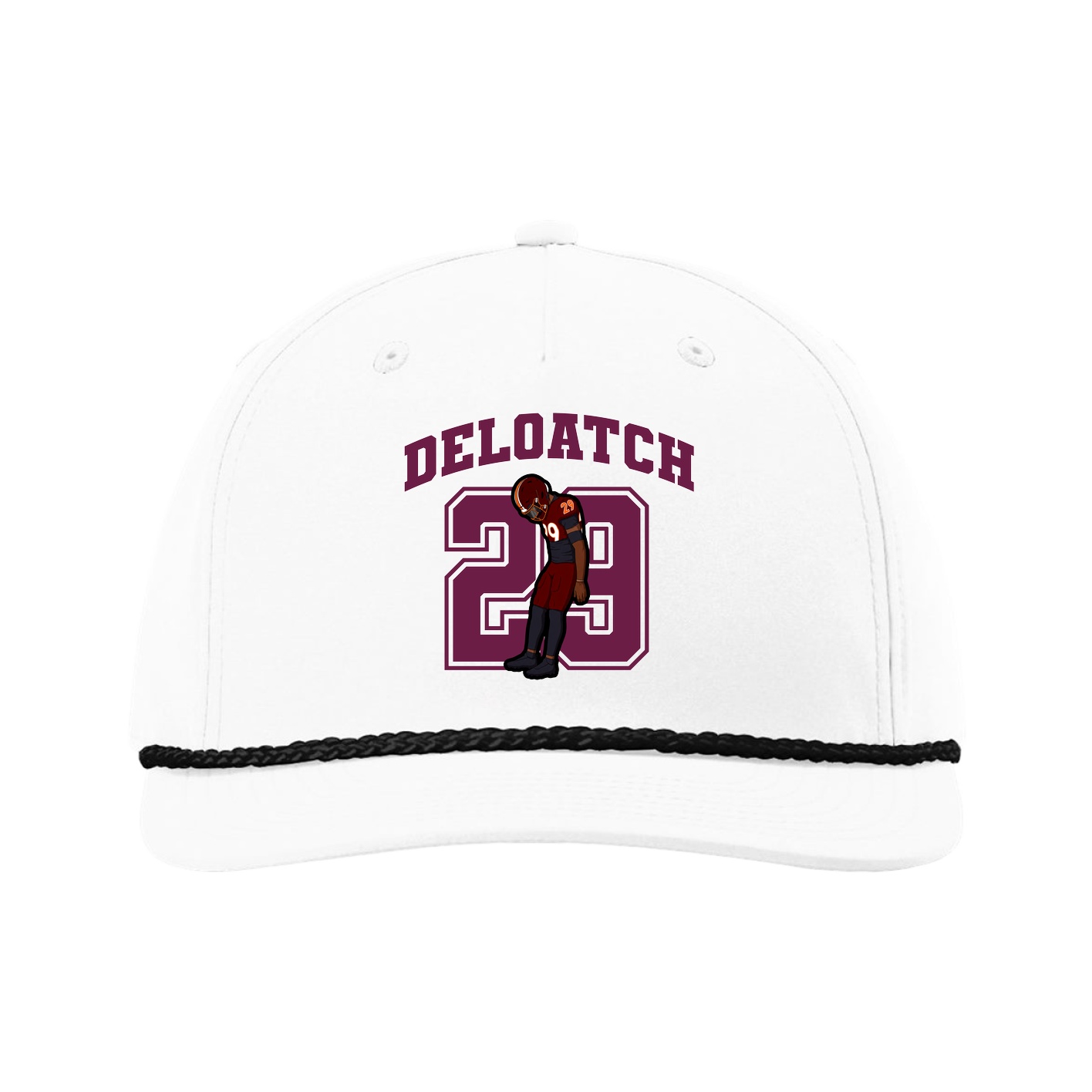 Five-Panel Classic Rope Cap — Number in White