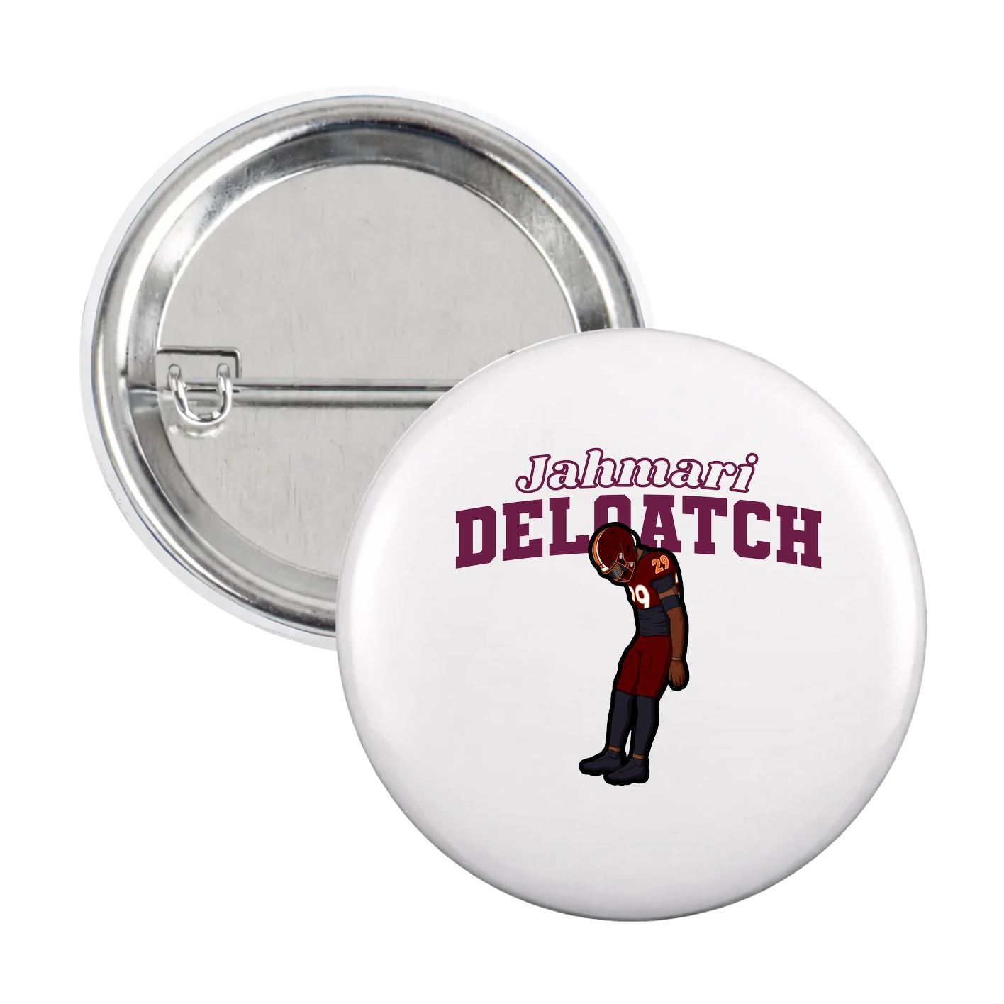 Game Day Button — Name Arch in White