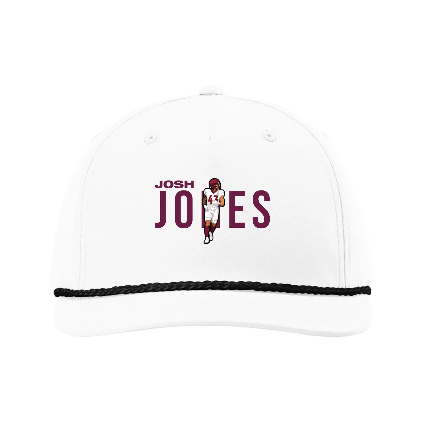 Five-Panel Classic Rope Cap — Player Name in White