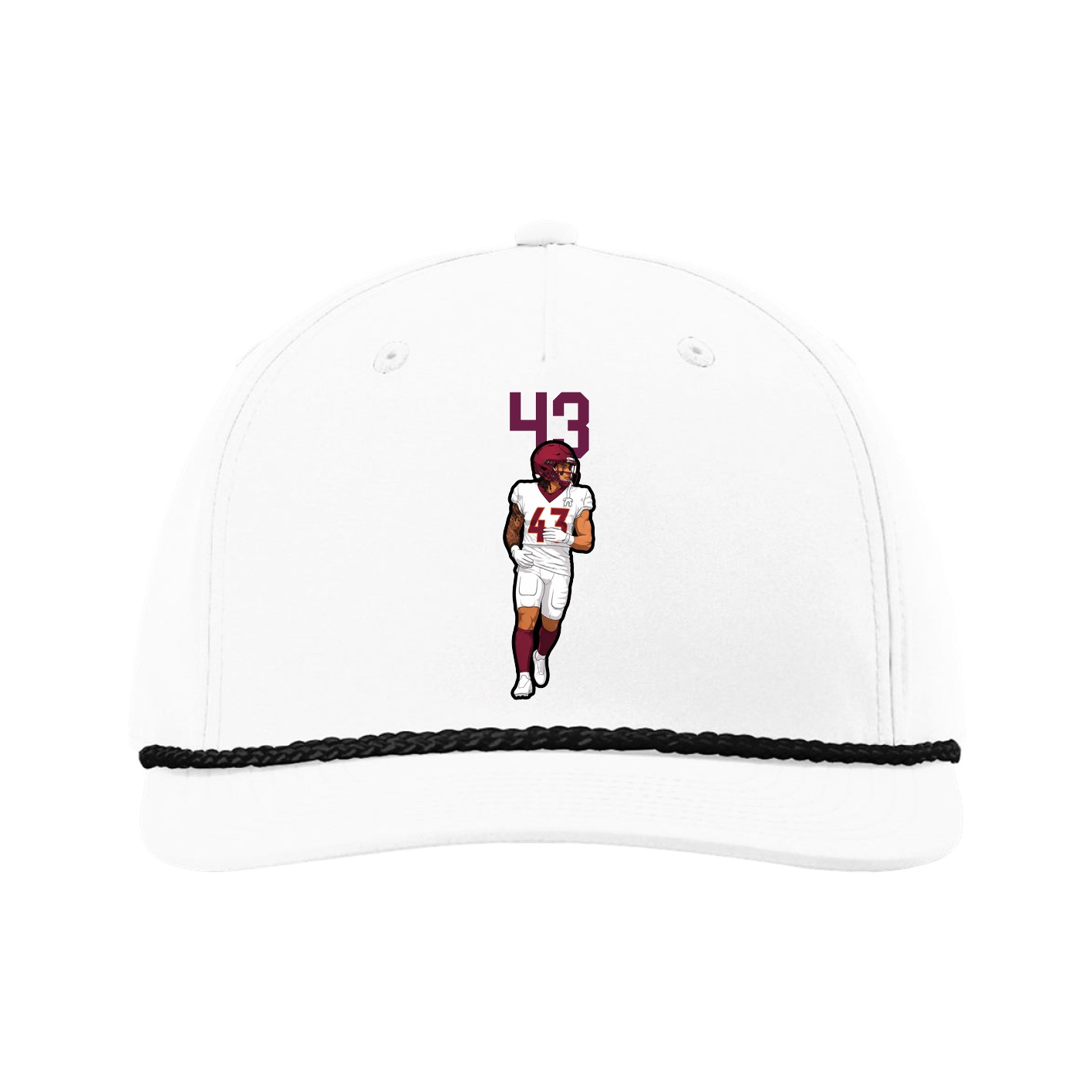 Five-Panel Classic Rope Cap — Number Top in White