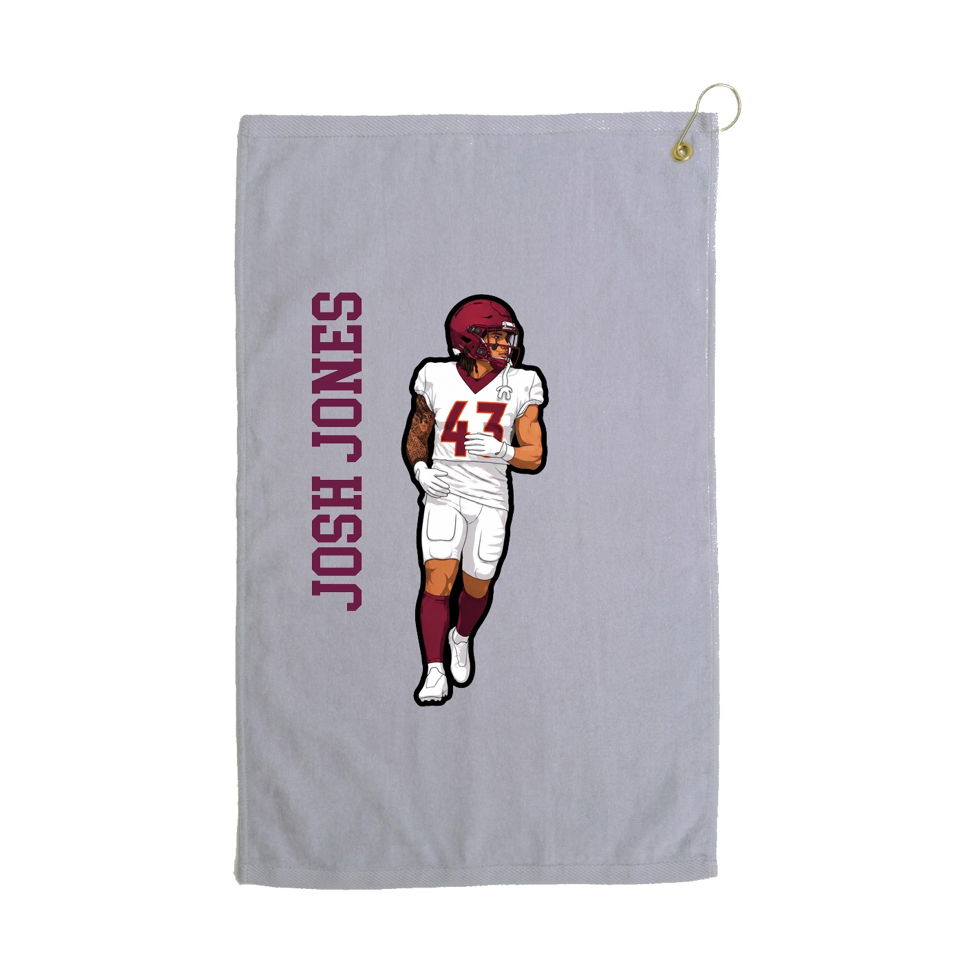 Golf Towel — Name Vertical in Grey