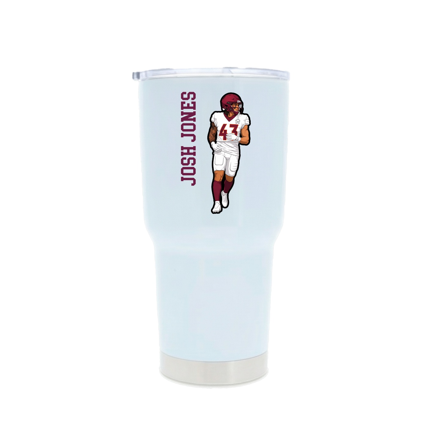 30oz Stainless Steel Tumbler — Name Vertical in White