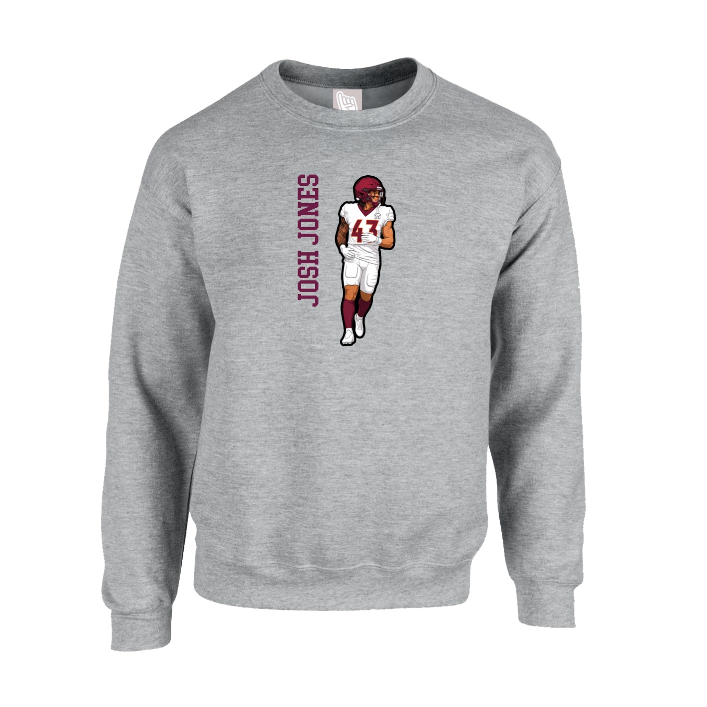 Fleece Crew — Name Vertical in Grey