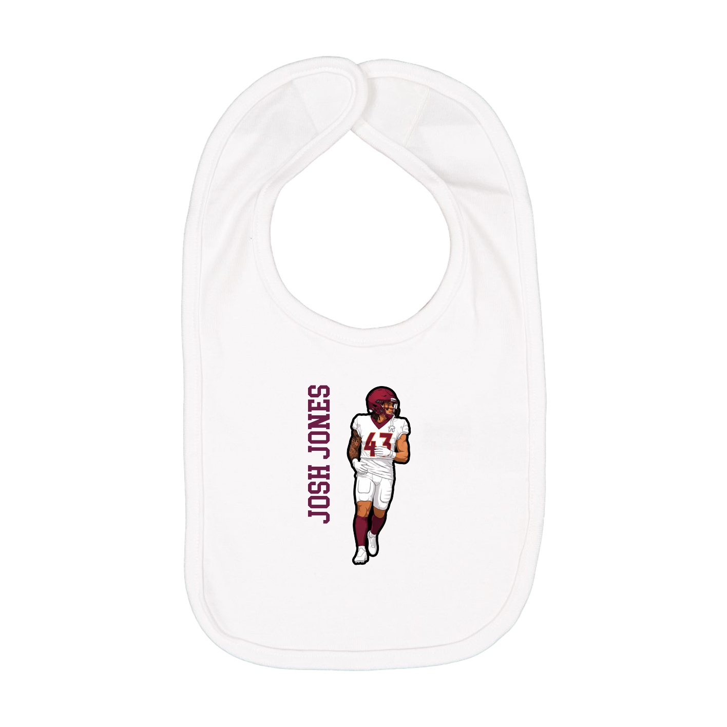 Infant Bib — Name Vertical in White