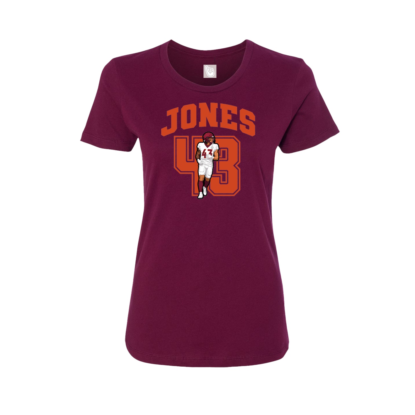 Fitted Women's Tee — Number in Maroon