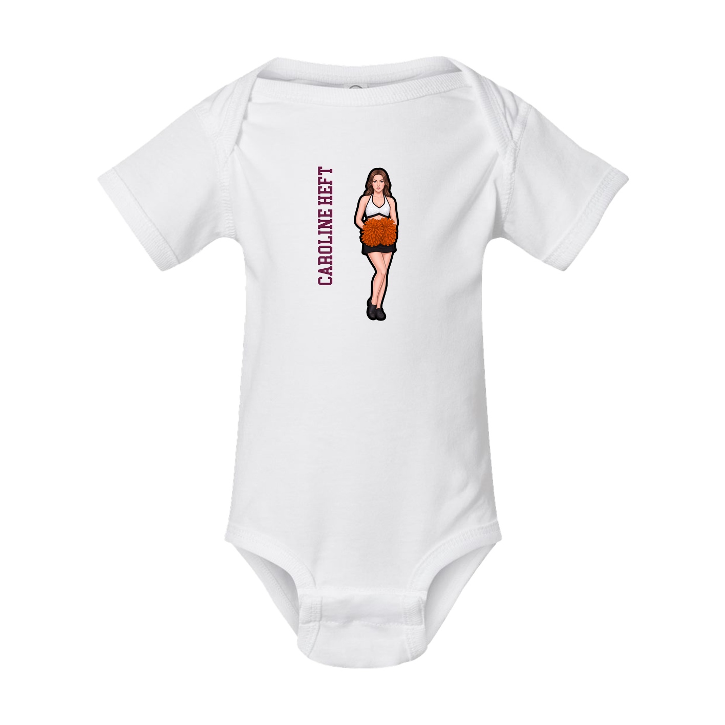Baby Onesie — Name Vertical in White