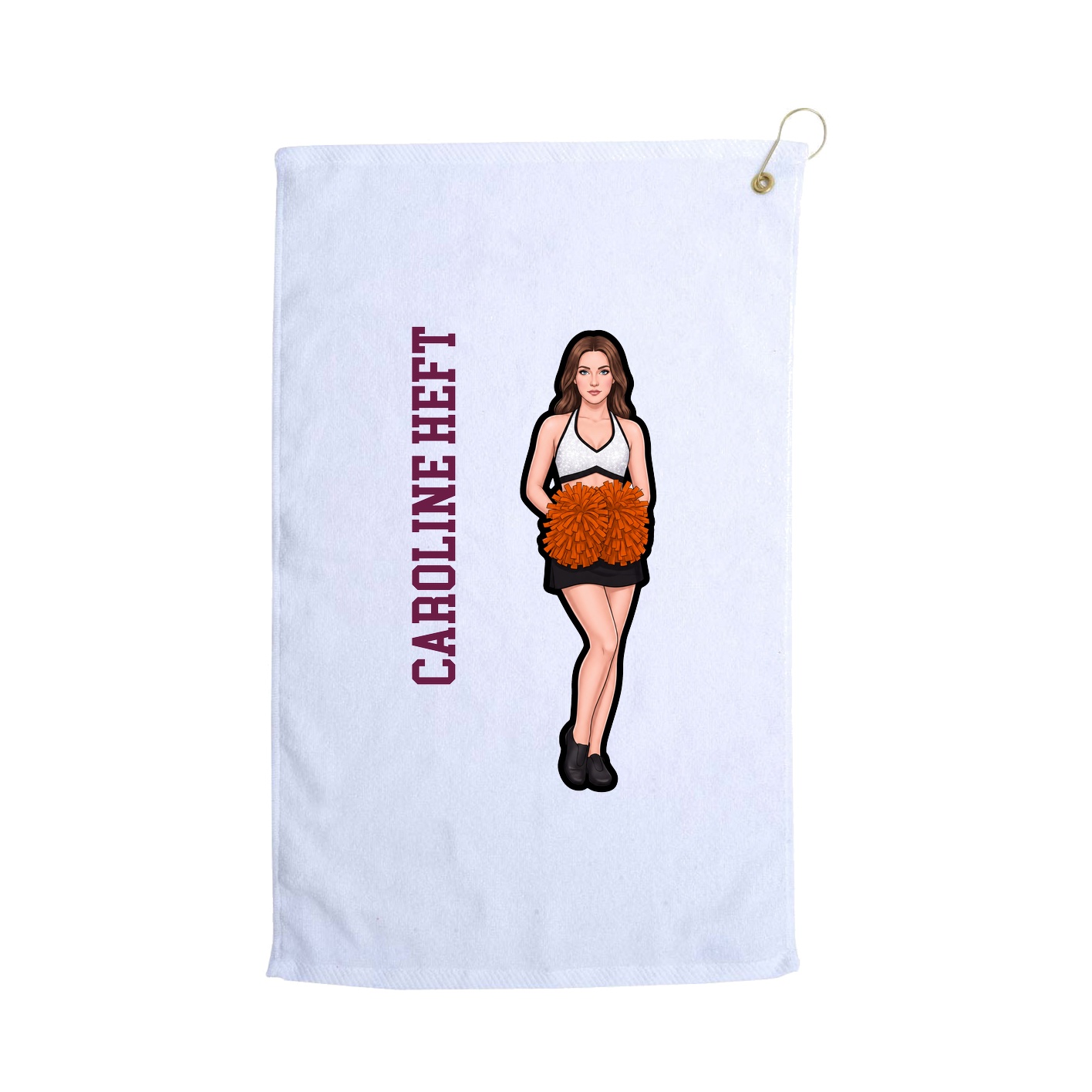 Golf Towel — Name Vertical in White
